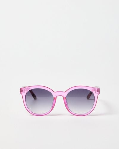 Oliver Bonas & Faux Tortoiseshell Round Preppy Sunglasses - Purple