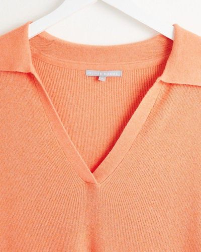 Oliver Bonas Open Collar Knitted Sweater Midi Dress - Orange