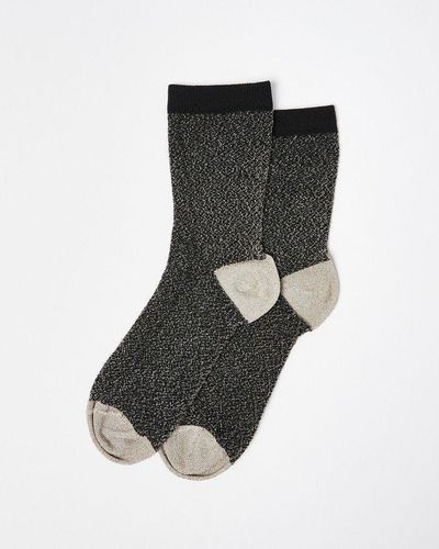 Oliver Bonas & Gold Glitter Ankle Socks - Black