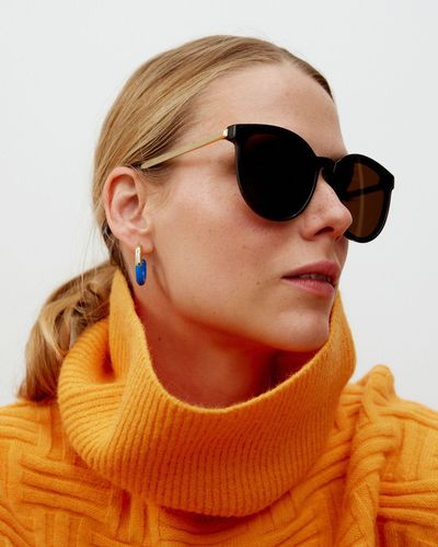 Oliver Bonas Metal Oversized Round Sunglasses - Orange