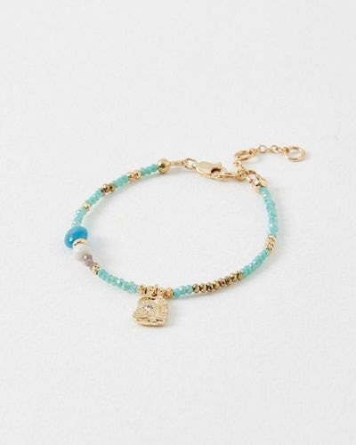 Oliver Bonas Lana Glass Beaded Chain Bracelet - Blue