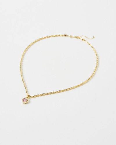Oliver Bonas Cher Heart Gold Plated Rope Chain Necklace - White