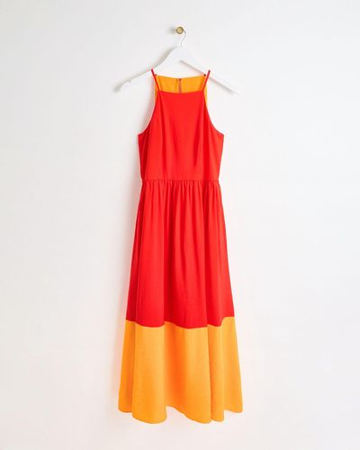 Oliver Bonas Colour Block Midi Dress, Size 6 - Orange
