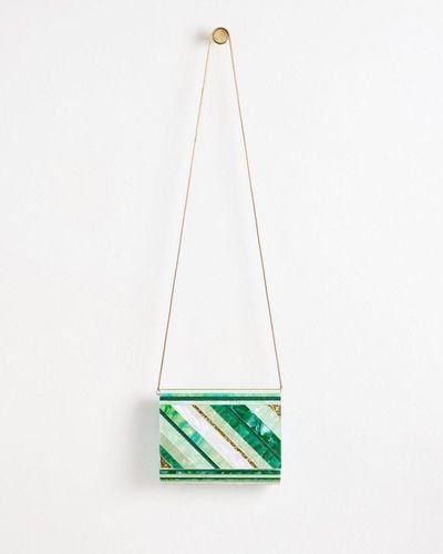 Oliver Bonas Resin Stripe Clutch Bag - White