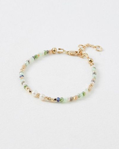 Oliver Bonas Sereia Glass Beaded & Faux Pearl Chain Bracelet - White