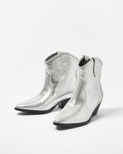 Oliver Bonas Metallic Leather Western Cowboy Boots