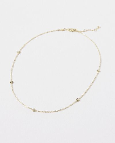 Oliver Bonas Amara Mini Flower Detail Chain Necklace - Natural