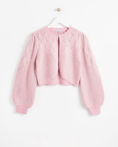 Oliver Bonas Sparkle Light Pink Knitted Cardigan, Size 16