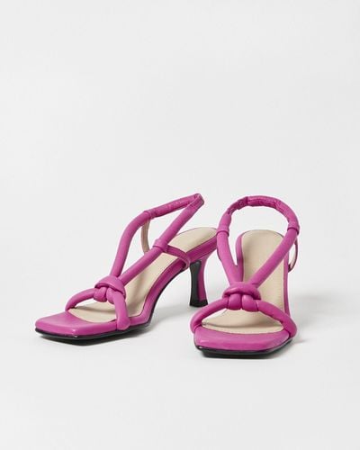 SELECTED Sara Leather Heeled Sandals, Size Uk 3 - Pink