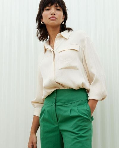 Oliver Bonas Satin Shirt, Size 10 - Green