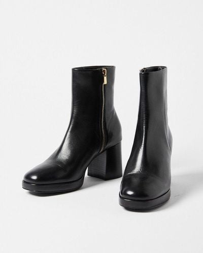 Oliver Bonas Leather Platform Heel Boot / - Black