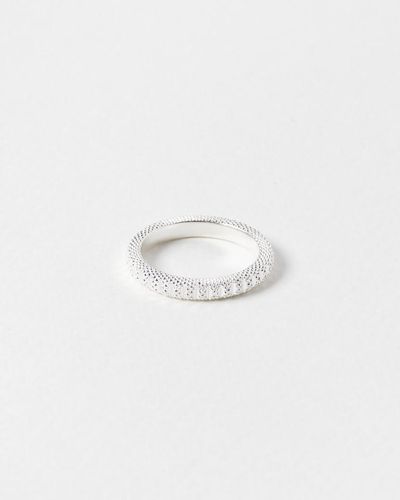 Oliver Bonas Ray Textured Stacking Ring - White
