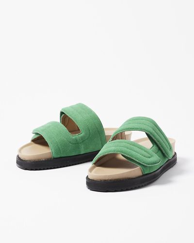 Oliver Bonas Selected Femme Becka Green Suede Padded Sandals, Size Uk 3