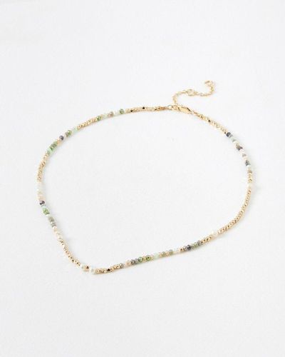 Oliver Bonas Sereia Glass Beaded & Faux Pearl Short Necklace - White