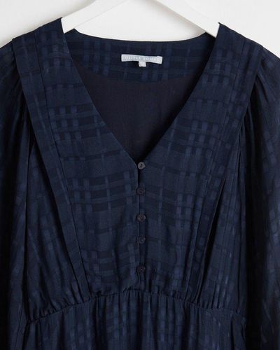 Oliver Bonas Textured Navy Midi Dress - Blue