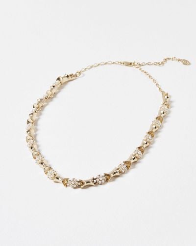 Oliver Bonas Cecilia Faux Pearl Chunky Short Necklace - Natural