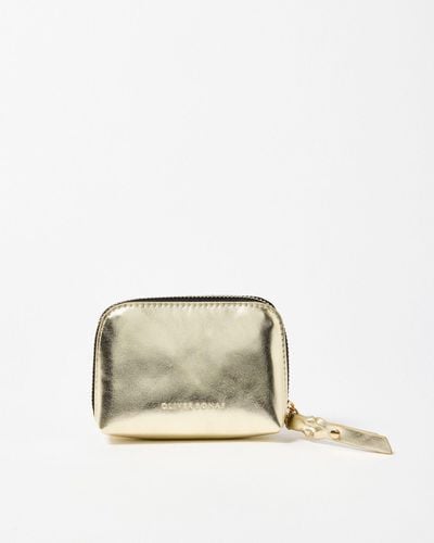 Oliver Bonas Holly Gold Zip Around Pouch - Natural