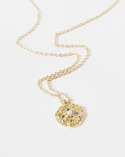 Oliver Bonas Gwenyth Turquoise & Freshwater Pearl Pendant Necklace - White