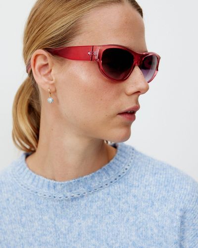 Oliver Bonas Crystal Raspberry Sporty Rectangle Sunglasses - Blue