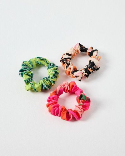 Oliver Bonas Printed Hair Scrunchies Set Of Three - Multicolor