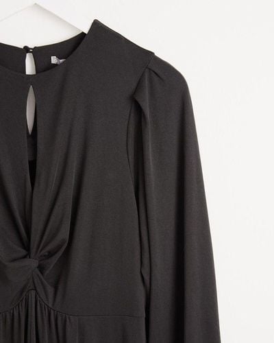 Oliver Bonas Twist Front Jersey Midi Dress - Black