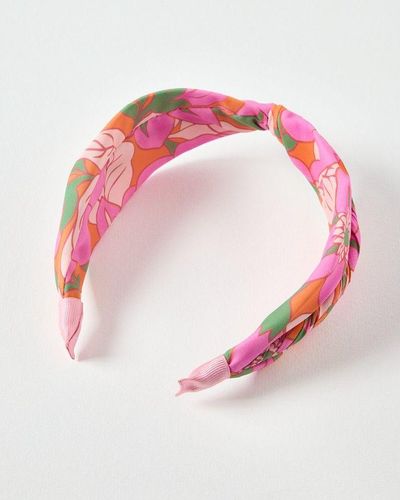 Oliver Bonas Jaya Jungle Blooms Knot Headband - Pink