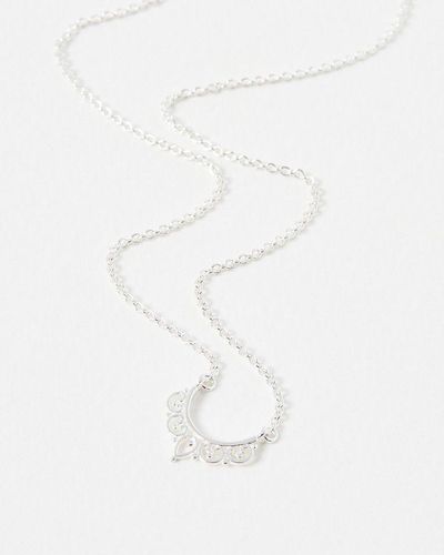 Oliver Bonas Enfys Filigree Curve Charm Chain Necklace - White