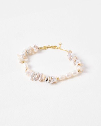 Oliver Bonas Cariad Freshwater Pearl Beaded Chain Bracelet - White