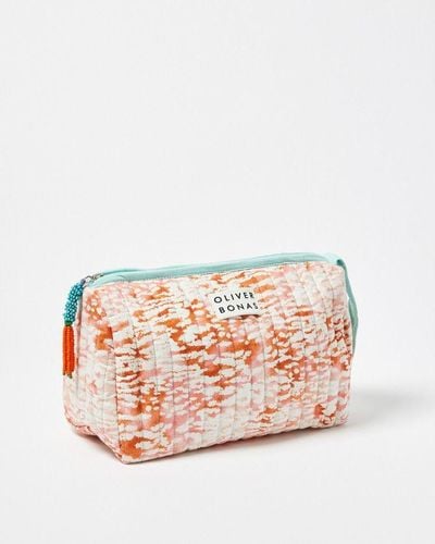 Oliver Bonas Abstract Fleck Quilted Wash Bag - Pink