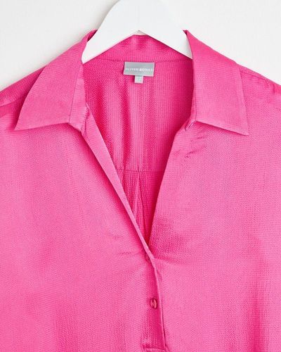 Oliver Bonas Oversized Satin Shirt - Pink