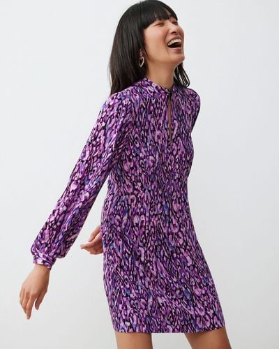 Oliver Bonas Abstract Texture Mini Dress, Size 6 - Purple