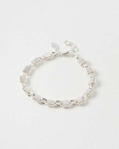 Oliver Bonas Meri Textured Chunky Silver Chain Bracelet - White