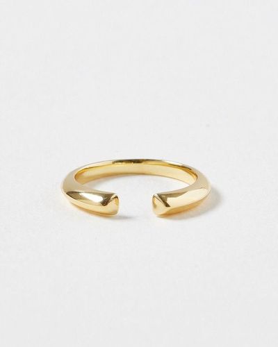 Oliver Bonas Dara Geo Curve Open Front Plated Delicate Ring - White