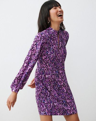 Oliver Bonas Abstract Texture Mini Dress - Purple