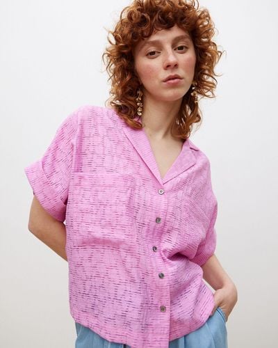 Oliver Bonas Textured Boxy Shirt, Size 18 - Pink