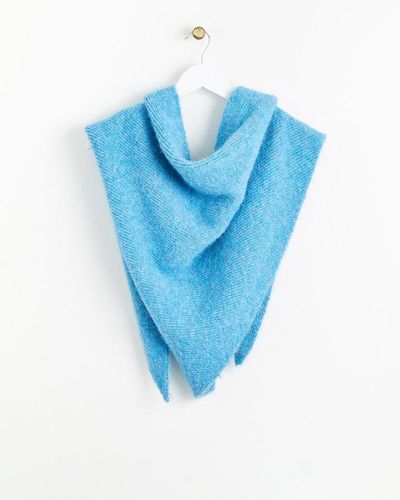 Oliver Bonas Marl Knitted Triangle Scarf - Blue
