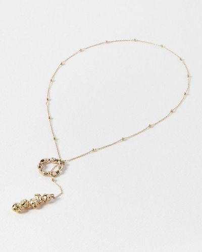 Oliver Bonas Molten Metal Fine Chain Long Necklace - White