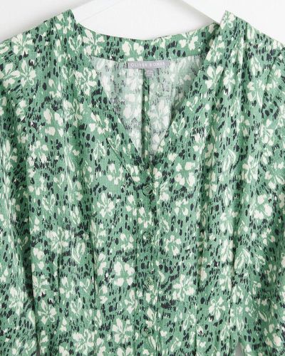 Oliver Bonas Floral Print Textured Jumpsuit - Green
