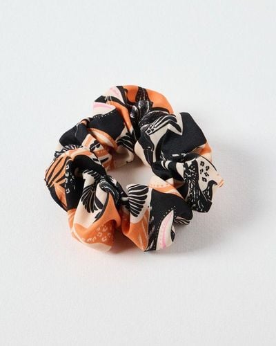 Oliver Bonas Bird Print Hair Scrunchie - Orange
