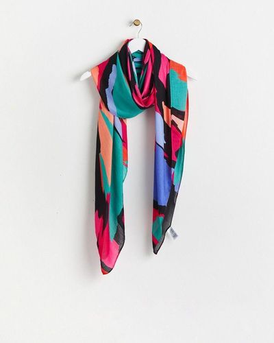 Oliver Bonas Abstract Jewel Tones Lightweight Scarf - White