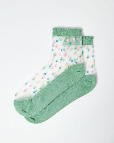 Oliver Bonas Sheer Confetti Ankle Socks - Green
