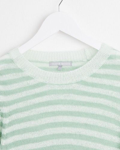 Oliver Bonas Striped & Gold Knitted Sweater - Green