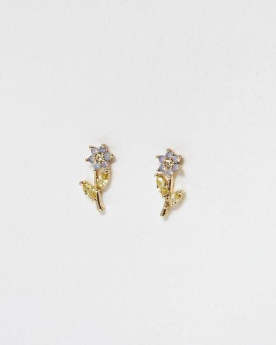 Oliver Bonas Willow Flower Stud Earrings - White