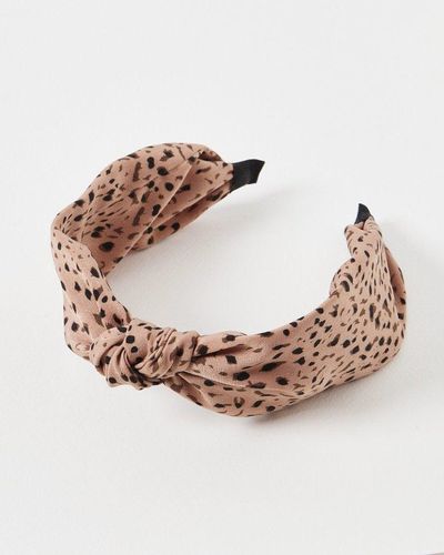 Oliver Bonas Gigi Animal Print Knot Headband - Pink