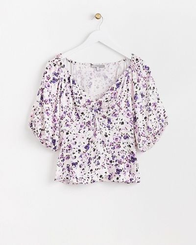 Oliver Bonas Ditsy Floral Lilac Purple Top, Size 6 - White