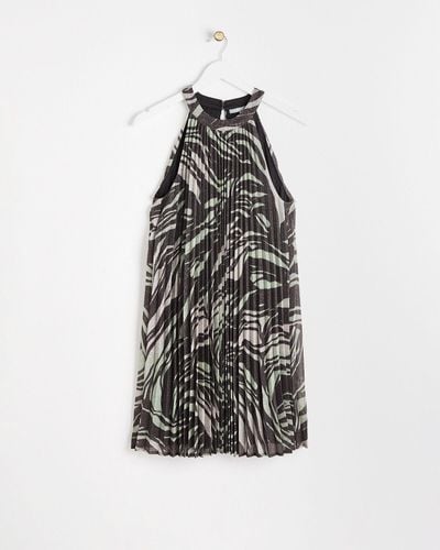Oliver Bonas Sparkle Stripe Halter Neck Mini Dress, Size 6 - Brown