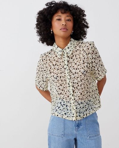 Oliver Bonas Floral Textured Shirt, Size 6 - White
