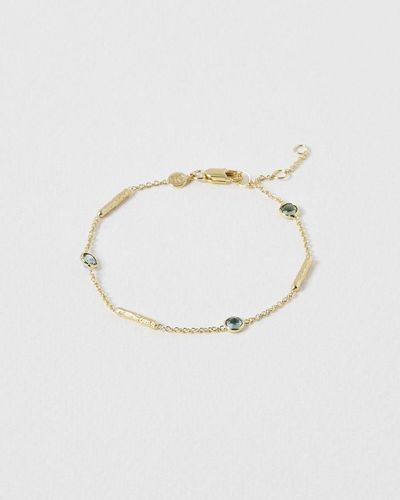 Oliver Bonas Katelyn Tourmaline & Bar Gold Plated Chain Bracelet - White