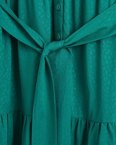 Oliver Bonas Floral Print Frill Neck Cami Midi Dress - Green
