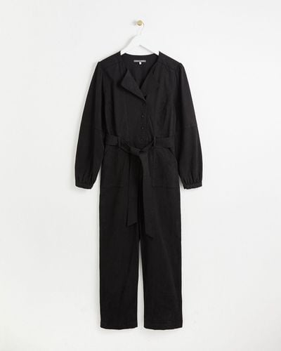 Oliver Bonas Asymmetric Placket Boiler Jumpsuit, Size 8 - Black